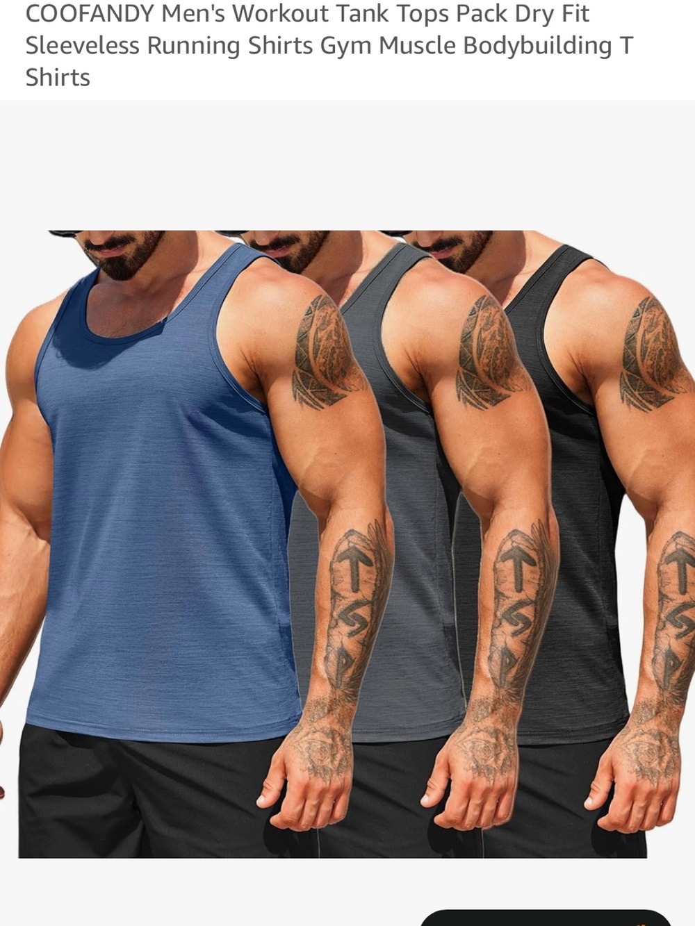 Men’s Performance Muscle Tank - Blue/Gray/Black